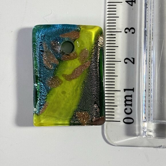 Hand Blown Art Glass Rectangle Pendant Jewelry Charm For Necklace Choker - Picture 3 of 5